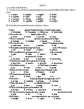 Ma trận và đề kiểm tra học kì I Tiếng anh lớp 9 - Năm học 2016-2017 - Trường THCS Đồng Lâm